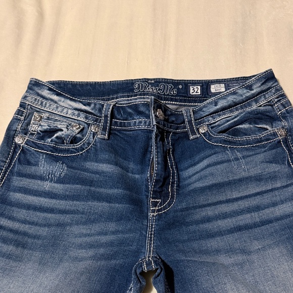 Miss Me Women's Distressed Blue Skinny Jeans - Picture 3 of 4